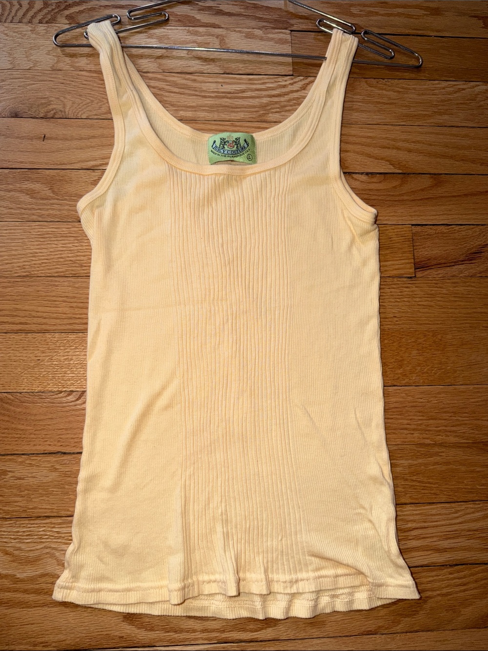 Juicy Couture vintage Classic Ribbed Tank Top in tangerine Pale Yellow cotton